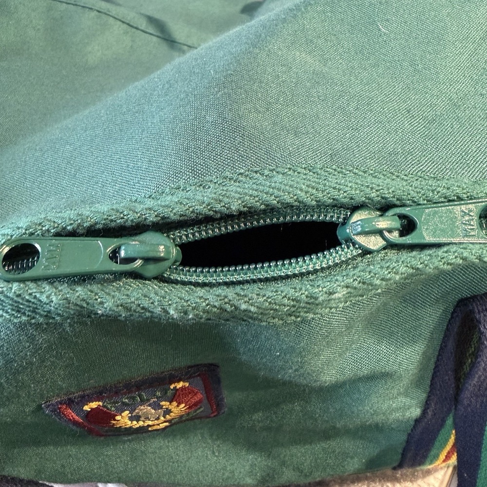90s Ralph Lauren Polo Uni Green Canvas Weekender Carry On Gym Duffle Bag - Picture 8 of 10
